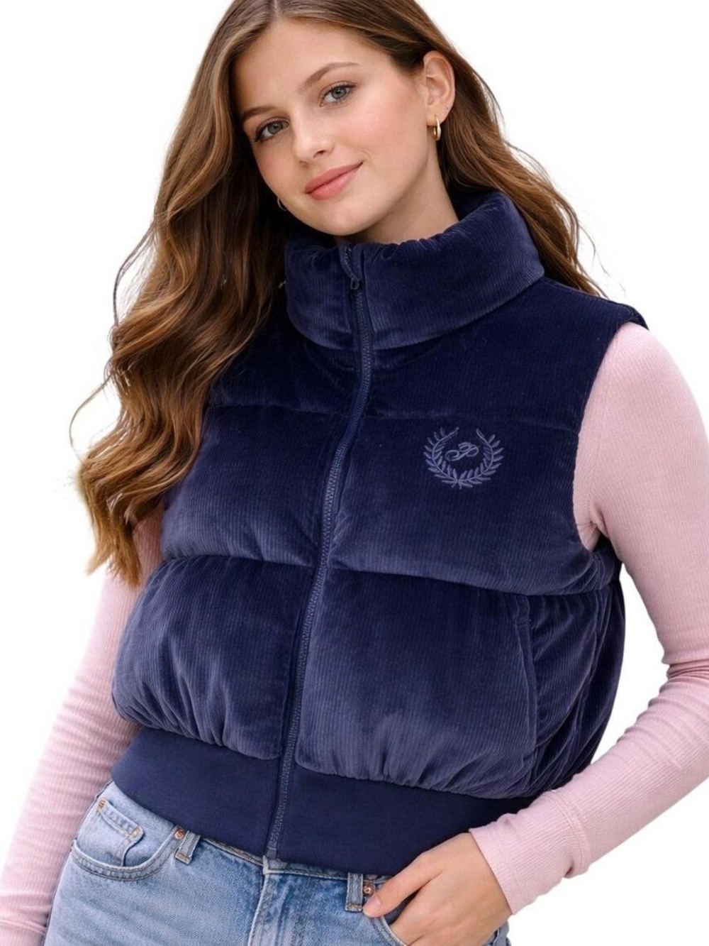 PINK Victoria's Secret Navy Corduroy Puffer Vest